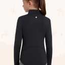 Girls Long Sleeve Shirts Horse Riding Equestrian Fleece Jackets Thermal Shirt Half Zip Pullover Kids Sweatshirts (Black, L)