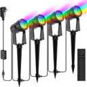 SUNTHIN Outdoor Landscape Lighting with Remote, RGBW Color Changing Spot Uplights, IP65 Waterproof & Connectable, 4 Pack (Multicolor)