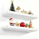 Love-KANKEI Floating Shelves Wall Mounted Set of 2, 17 Inch Rustic Wood Wall Shelves for Storage, Bedroom Living Room Bathroom Kitchen Office and More White