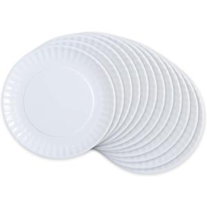 DII Melamine Reusable 9" Round Party or Picnic Plate, Set of 12, White