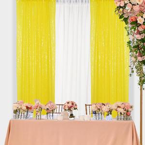 ShinyBeauty Yellow Backdrop Curtain Sequin Curtains 2 Panels 2FTx8FT Window Curtains Glitter Backdrop Curtains Yellow Sequin Photo Backdrop Shower Curtain Panels (2FTx8FTx2PC)