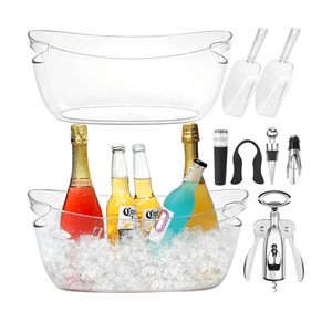 KITHELP 2 PCS Ice Buckets for Parties, 5.5L Ice Bucket with Scoops and Metal Wine Bottle Opener, Mimosa Bar Supplies Beverage Tub for Champagne, Beer, Cocktail