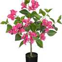 Fake Plants Bougainvillea Artificial Flowers, Fake Flowers Faux Trees Indoor 25.5", Artificial Potted Flower Faux Bougainvillea Trees for Home, Living Room, Bedroom, Kitchen, Dining Room Decor, Pink
