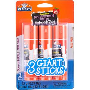Elmer's Disappearing Purple School Glue Sticks, Washable, 22 Grams, Set of 3 Sticks