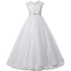 Magicdress White First Communion Baptism Dresses for Girls Lace Princess Flower Girls Gown, Size 10