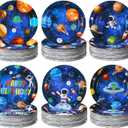 Funnymoom 60 Pcs Outer Space Birthday Party Supplies 7 Inch Solar System Paper Plates Astronaut Dessert Plates Space Theme Party dishes for Birthday Baby Shower Decorations
