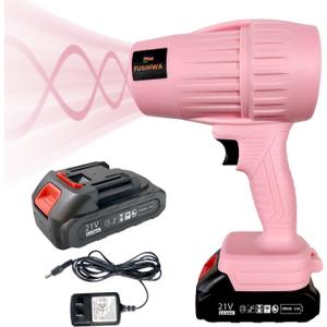 Handheld Mini Cordless Leaf Blower, 21V Battery Cordless Small Leaf Blower for Lawn Care, Patio, Car Dryer, Blowing Leaves and Dust,Battery Powered 300 CFM 80 MPH,Tiny Pink Leaf Blowers