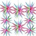 8 Pcs Star Balloons, Huge Gradient Colorful Explosion Star Aluminum Foil Spike Balloons for Birthday, Baby Shower, Rainbow Ice Cream Party, Mermaid Princess Party Decorations Supplies
