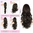 ALXNAN Ponytail Extension,18 Inch Claw Clip in Long Curly Wavy Black Brown Ponytail Hair Extension Jaw Clip on Pony Tails Hairpiece for Women