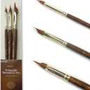 Wedge Paint Brushes for Watercolor,Oil, Acrylic, and Gouache Paint, Pointed Triangle Pinstriping Artist Brush Set with Short Handle