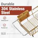 JASIWAY Gold in Sink Dish Drying Rack, Expandable Stainless Steel Small Dish Rack Over Kitchen Sink, Plate Drainer Strainer with Utensil Holder & Cup Holders, Counter Space Saving Wire Dryer Rack