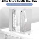 INFILAND for iPad mini 7 Case (A17 Pro), iPad mini 7th / 6th Generation Case 2024/2021 8.3 Inch, Glitter Cute Protective Cover with Clear Sparkle Back, Pencil Holder for Kids Girls, Silver (Sliver)
