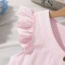 Girl Summer Striped Dress Ruffle Sleeve A Line Swing Casual Midi Dresses Pink 11-12Y (Pink)