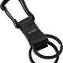 DELSWIN Carabiner Lanyard Keychain, Heavy Duty Key Chains for Car Key with 2 Key Rings, Multifunctional black Keychains for Men and Women