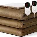 Homemate Electric Heated Blanket Queen Size - 84"x90" Heating Blanket Queen Size Dual Control 1/2/4/6/8 Hours Auto-Off 10 Heat Level Over-Heat Protection Flannel Sherpa ETL Certification