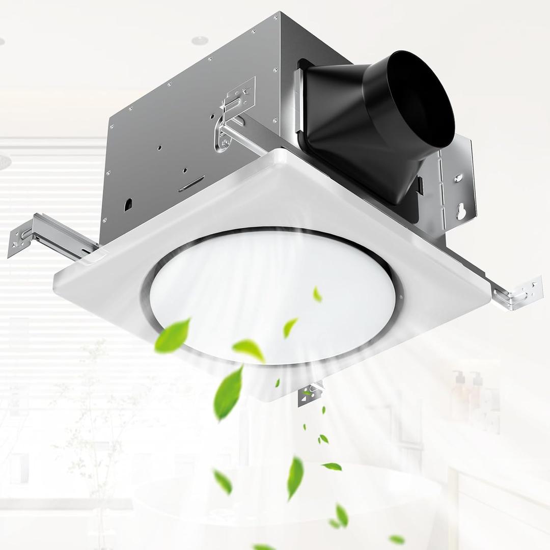 Bathroom Exhaust Fan with Light, 150 CFM Bath Ventilation Fans with 1200lm LED Light 3000K/4000K/6000K, Quiet 1.0 Sone Shower Ceiling Mount Vent Fan Lights Combo for Home/Office/Warehouse (White)