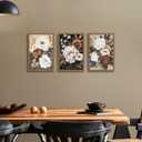 Moody Flower Framed Canvas Wall Art,Retro Beige Peony Wall Decor,Vintage Textured Blossom Botanical Artwork Art Print for Living Room,Bedroom,Office 16x24in Ready to Hang
