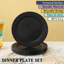 Berglander Black Plastic Plates Set of 8 Pieces 10", Reusable Flat Dinner Plates, Salad Plates, Pasta Bowls, Dishes Set Easy to Carry for Home, Garden, Picnic, Camping, Outdoor