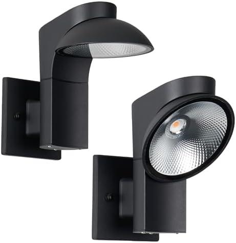 LLUOTE LED Outdoor Wall Light,Lamp Head 350 ° Angle Adjustment, 10%-100% Dimmable, 1200LM3000K, IP65 Waterproof for Outdoor Decor, Exterior Waterproof Lanterns,for Patio Front Door Entryway, 1-Pack Black