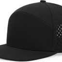 Quick Dry Baseball Cap Flat Brim Snapback Hat Sun and Rain Protection Golf Hat for Men Women (One Size, Black)