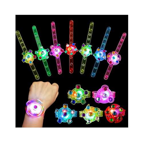 48 Pack LED Light Up Fidget Spinner Bracelets Bulk Party Favors for Kids 4-8 8-12, Glow in The Dark Party Supplies, Birthday Gifts, Treasure Box Toys, Goodie Bags Stuffers for Kids