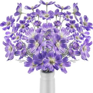 12 Pcs Purple Cosmos Artificial Flowers 23.6'' Fake Cosmos Wildflowers Silk Calliopsis Flower Arrangements Faux Bouquets Decorations for Spring Floral Wedding Table Home Garden Party Decor