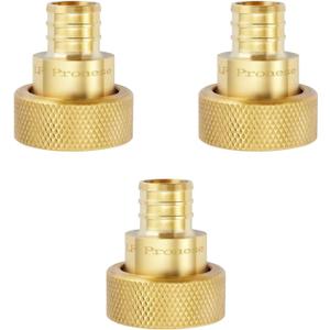 3 Pack Pure-Flow & Lead-Free Polly Alloy Brass Pex Crimp Supply Adapter, 3/4 Inch With 1 Copper Ring Crimp For Supply Line