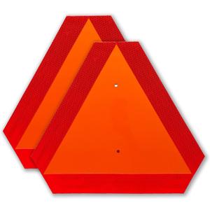 2 Pack Slow Moving Vehicle Triangle Sign, Plastic Farm Triangle Safety Sign, SMV Signs, 14"x16" Engineering Grade Reflective Golf Cart Accessories