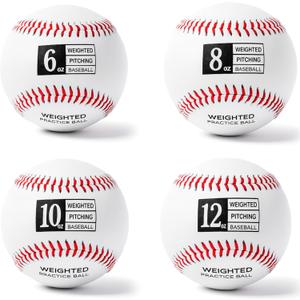 Thorza Weighted Baseballs for Pitching & Throwing Training - Velocity Building Balls for Hitting Practice & Strength Development - Youth to Pro, (6,8,10 and 12 Oz) - Set of 4 (9" Balls)
