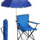 Yuntau 1 Set Beach Chair with Umbrella Foldable Camping Chair Fold up Umbrella with Universal Clamp Large Portable for Outdoors Fishing Camping Hiking Travel Picnic Beach(Dark Blue,Classic)