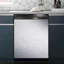 Stainless Steel Brushed Pattern Dishwasher Magnet Cover Panel Decal Home Appliance Art, Stainless Steel Fridge Door Cover Decals Magnetic, Silver, Mobile Magnetic 23" x 26"