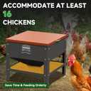 Heavy-Duty Automatic Chicken Feeder 120 lbs Capacity, No-Waste Gravity Poultry Feeder with Lid, Waterproof Galvanized Steel Feeding Box for Hens, Up to 16 Chickens for Coop & Run Use(Orange)
