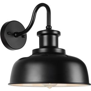 Solar Barn Light for Outside, Dusk to Dawn Outdoor Wall Lights Solar Powered, Farmhouse Exterior Wall Sconce, Industrial Outside Lighting Fixture, Rustic Lantern for Garage, Barn, Shed, 1 Pack