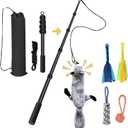 Flirt Pole for Dogs - Interactive Toys Tug-of-war for Dog, Five-Section Retractable Adjustable Length for Outdoor Exercise & Training (59.06 inches)