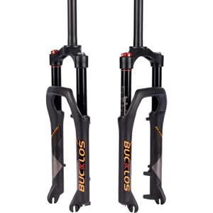BUCKLOS 20 inch Air MTB Suspension Fork 4.0 Fat Tire, 140mm Travel Spacing Hub 135mm 1 1/8 Straight Tube Manual Lockout 9mm QR Mountain Bike Front Forks, fit Snow Beach XC E-Bikes ect.