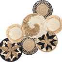 Hanging Woven Wall Basket Set - 7 Unique Handcrafted Seagrass Baskets for Boho, Farmhouse & Rustic Wall Decor, Table Settings & More - Ready to Hang with Nails & Marking Pencil Included