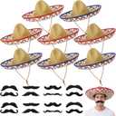 Sombrero Hats Set Fake Mustaches Beards