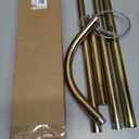 L Shaped Corner Shower Curtain Rod, [23.6"-52"] x [23.6"-52"] Heavy Duty 90 Degree Adjustable Shower Pole for Bathroom, Bathtub & Outdoor with 12 Hooks & Ceiling Support - Gold