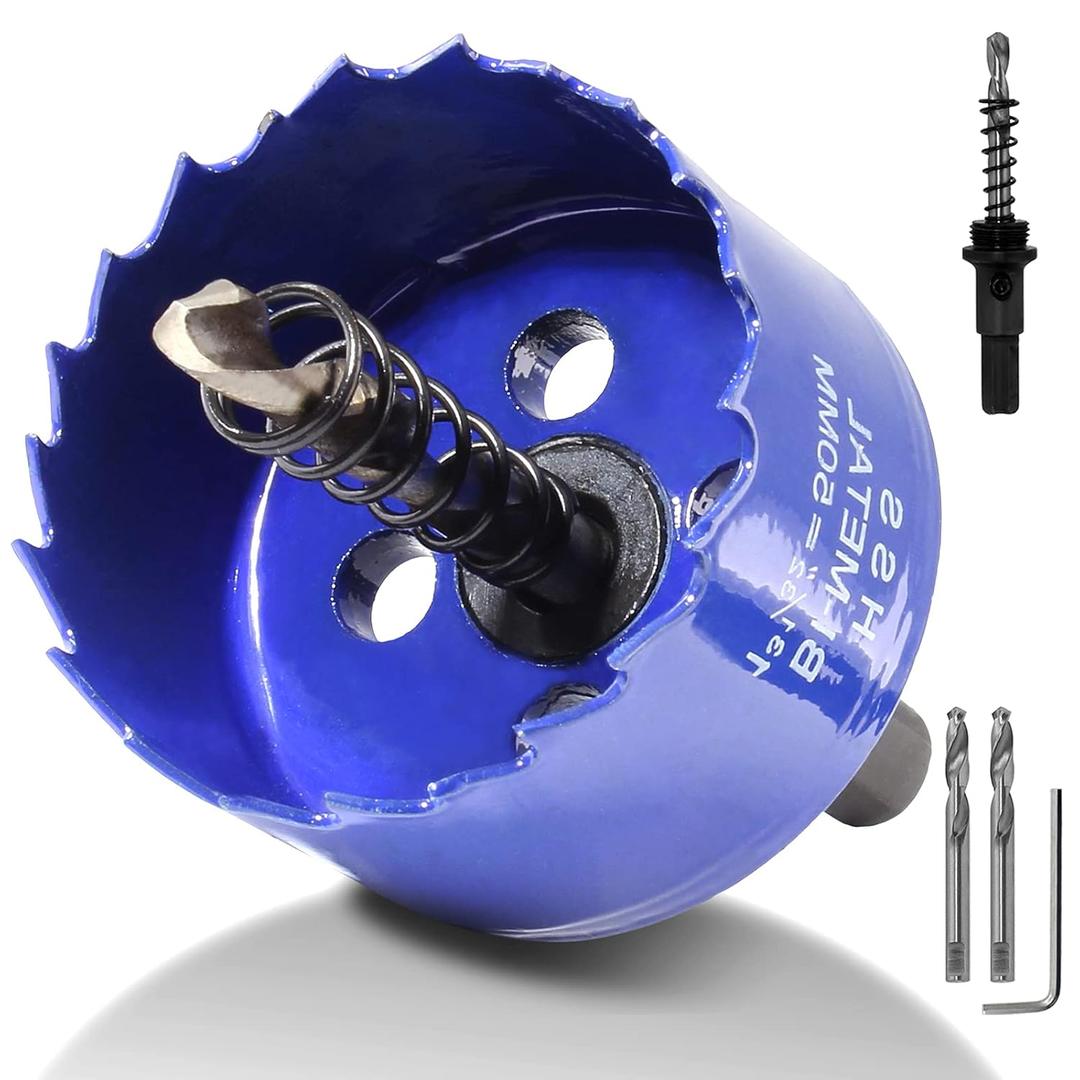 Luomorgo 50mm/2 inch Hole Saw, 1 1/4 inch Cutting Depth HSS Bi-Metal Hole Cutter for Wood Cornhole Boards Plastic Drywall & Metal Sheet (Blue)