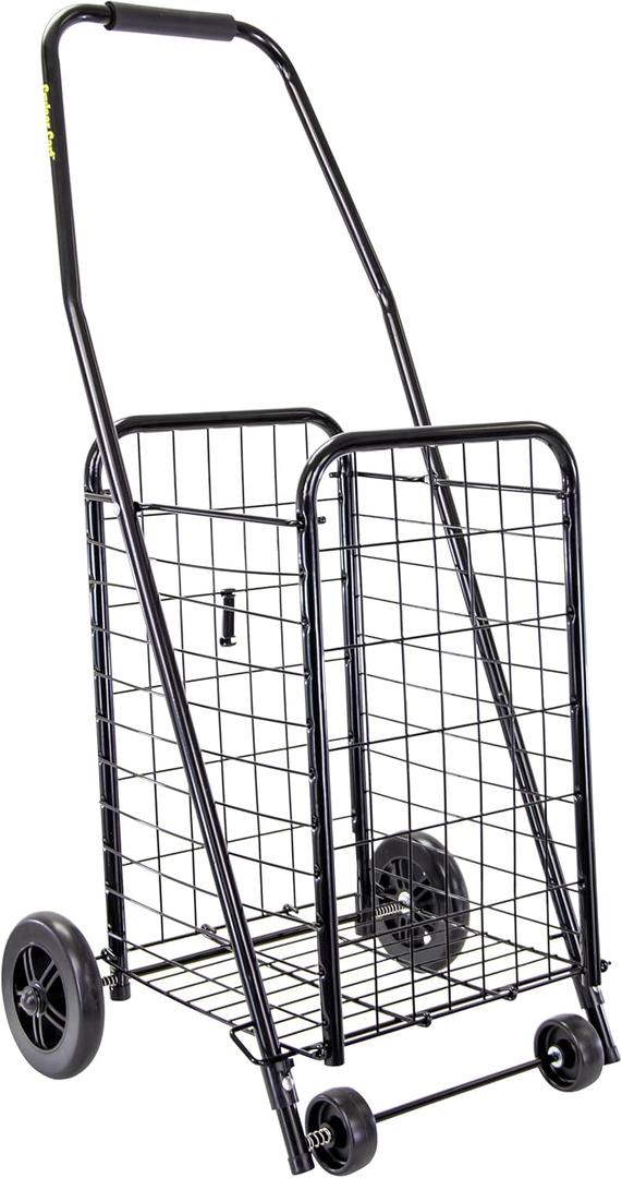 dbest products Cruiser Cart Sport, Foldable Grocery Cart on Wheels,Multi-Use Collapsible Folding Laundry Basket with Wheels (Black)