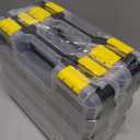 EMENTOL 2PCS Double Side Tool Organizer with Customizable/Removable Plastic Dividers, Hardware Box Storage for Screws, Nuts, Nails, Bolts, 34-Compartment, Black/Yellow