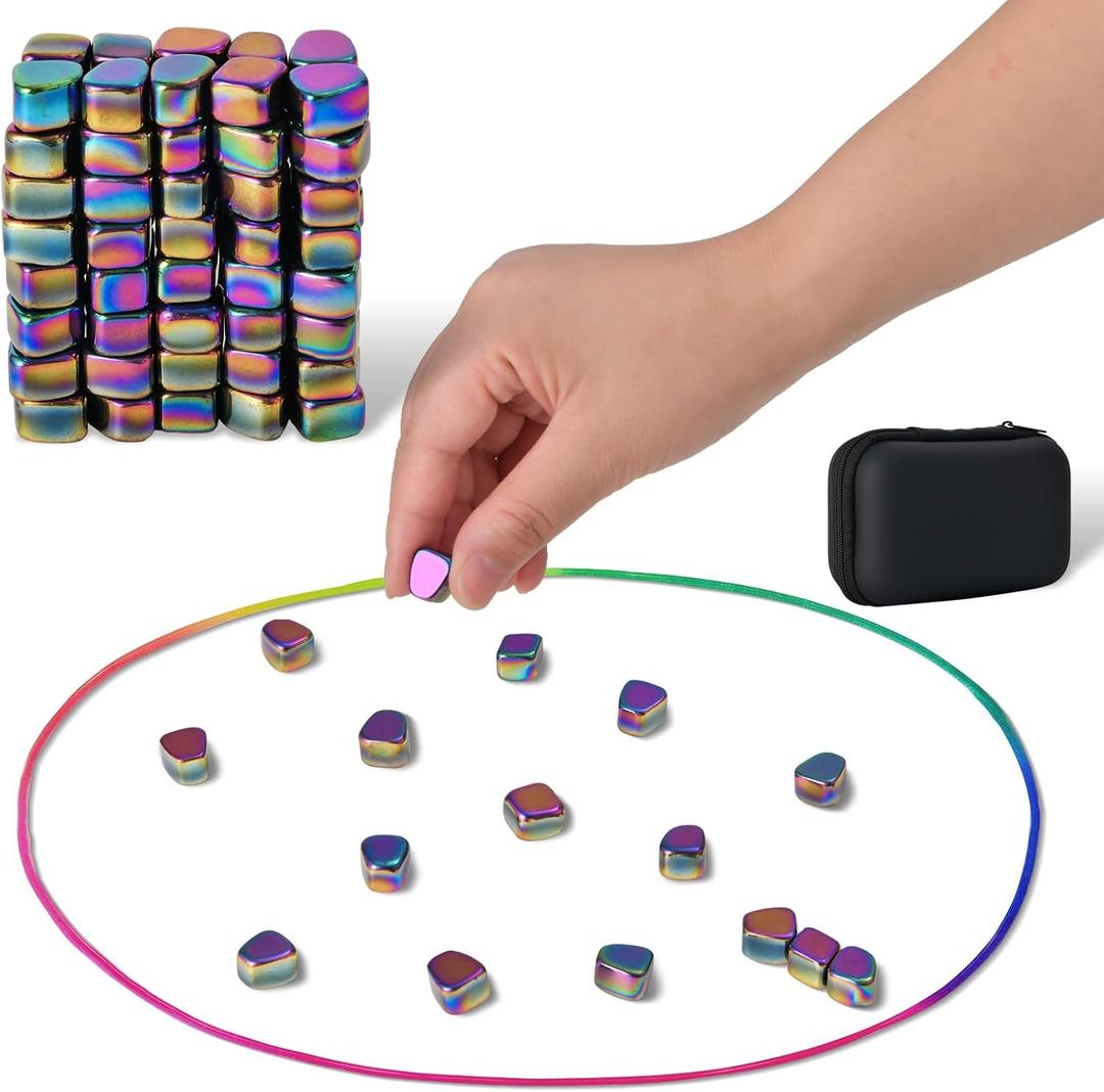 Magnetic Chess Game with 80 Travel-Stones, Magnet Game,Magnet Rocks Desk Stress Relief Toy and Fidget Toys Adults,Holiday Stocking Stuffer, Stress Relief Present.