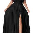 Women's Plus Size Bridesmaid Dresses Chiffon Wedding Guest Summer Maxi Dress Elegant Prom Evening Party Cocktail Gown, 5XL