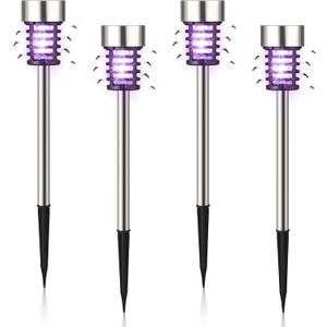4 Pcs Solar Bug Zapper Outdoor,Purple Light,Cute Black | Mosquito Repellent, Solar Powered, High Voltage Electric, Waterproof, Fly Insect Killer, LED Lamp, for Patio Yard Garden