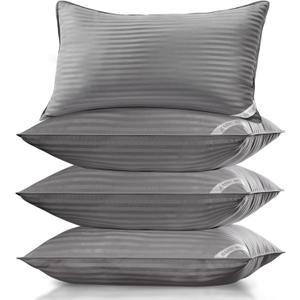 Basic Beyond King Size Pillows Set of 4 - Soft 20 x 36 Inches 4 Pack King Down Alternative Pillows for Back, Stomach or Side Sleepers, Grey