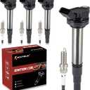 UF596 Ignition Coil Pack & Iridium Spark Plugs Compatible with Toyota Corolla Matrix Prius Prius Plug-In Prius V Lexus CT200h Scion xD 1.8L L4 2008-2015 UF596 Coil Pack Sets of 4