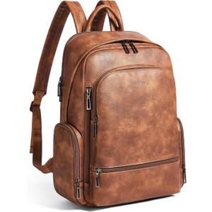 Computer Backpack for Women Soft Leather Back pack with 15.6 inch Laptop Compartment, Designer Ladies Travel Backpack, Brown