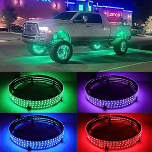 4PCS 17.5" RGB LED Wheel Lights for Truck, Rim Lights for Trucks Compatible with Polaris Can-am F150 F250 GMC Sierra 1500 2500 Dodge Ram 1500 2500 Chevy Silverado 1500 2500 LTZ JEEP Wrangler