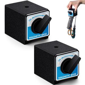 Reallnaive 2 Pcs 8T Magnetic Base Holder Bed On/off Switch 176 Lbs Holding Power Magnetic Holder Bed M8 x 1.25 Tapped Hole Switchable Base Stand Without Adjustment Arm for Indicator 2.7" x 2.2" x 2"