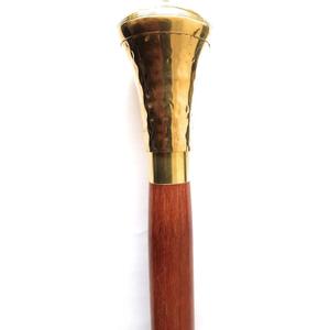 Victorian Walking Stick Cane Brass Handle with Brown Wooden Cane Vintage Collection